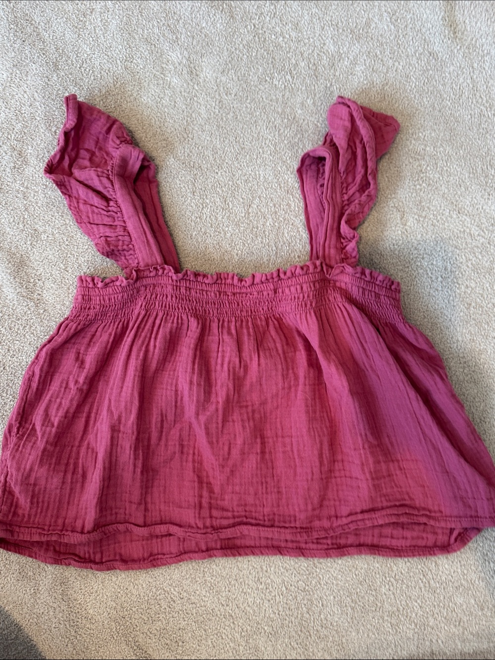 Girls GAP Kids Raspberry Pink Ruffle-Strap Camisole - Picture 2 of 2
